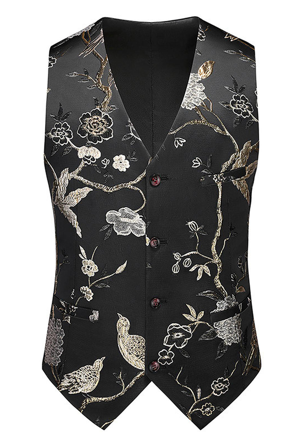 Blue Notched Lapel 3 Piece Jacquard Men's Prom Suits