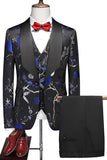 Purple Shawl Lapel Jacquard 3 Piece Men's Prom Suits