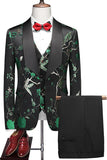 Purple Shawl Lapel Jacquard 3 Piece Men's Prom Suits