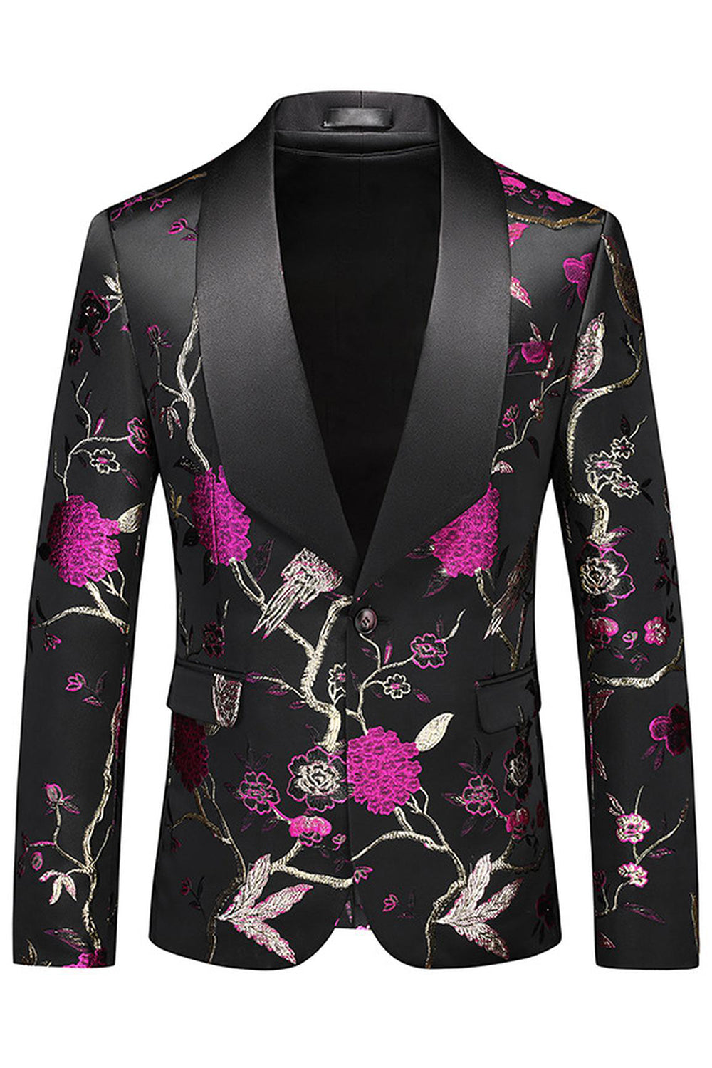 Purple Shawl Lapel Jacquard 3 Piece Men's Prom Suits