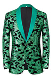 Green 2 Piece Jacquard Shawl Lapel Men's Prom Suits