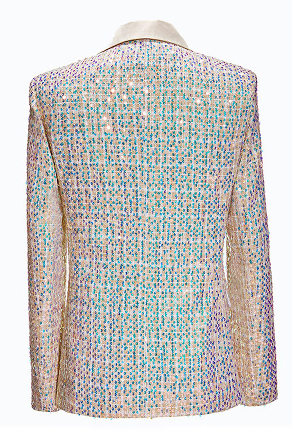 Sparkly Champagne Notched Lapel 2 Piece Men's Prom Suits with Sequins