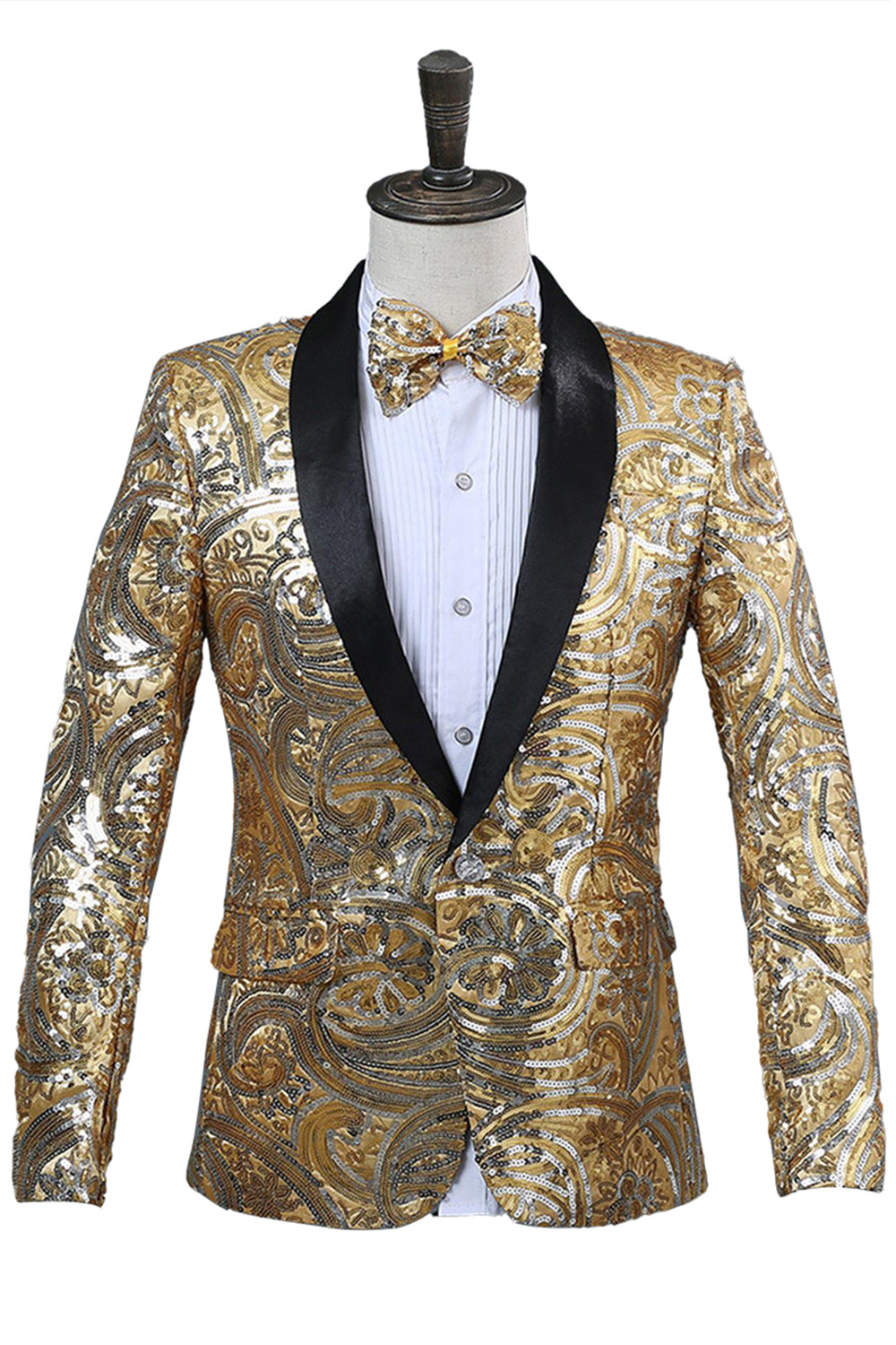Sparkly Sequins Men's Red Shawl Lapel Prom Blazer