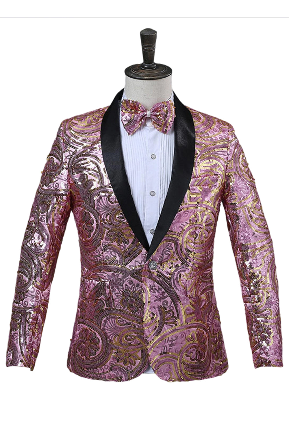 Sparkly Sequins Men's Red Shawl Lapel Prom Blazer