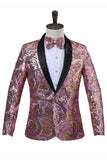 Sparkly Sequins Men's Red Shawl Lapel Prom Blazer