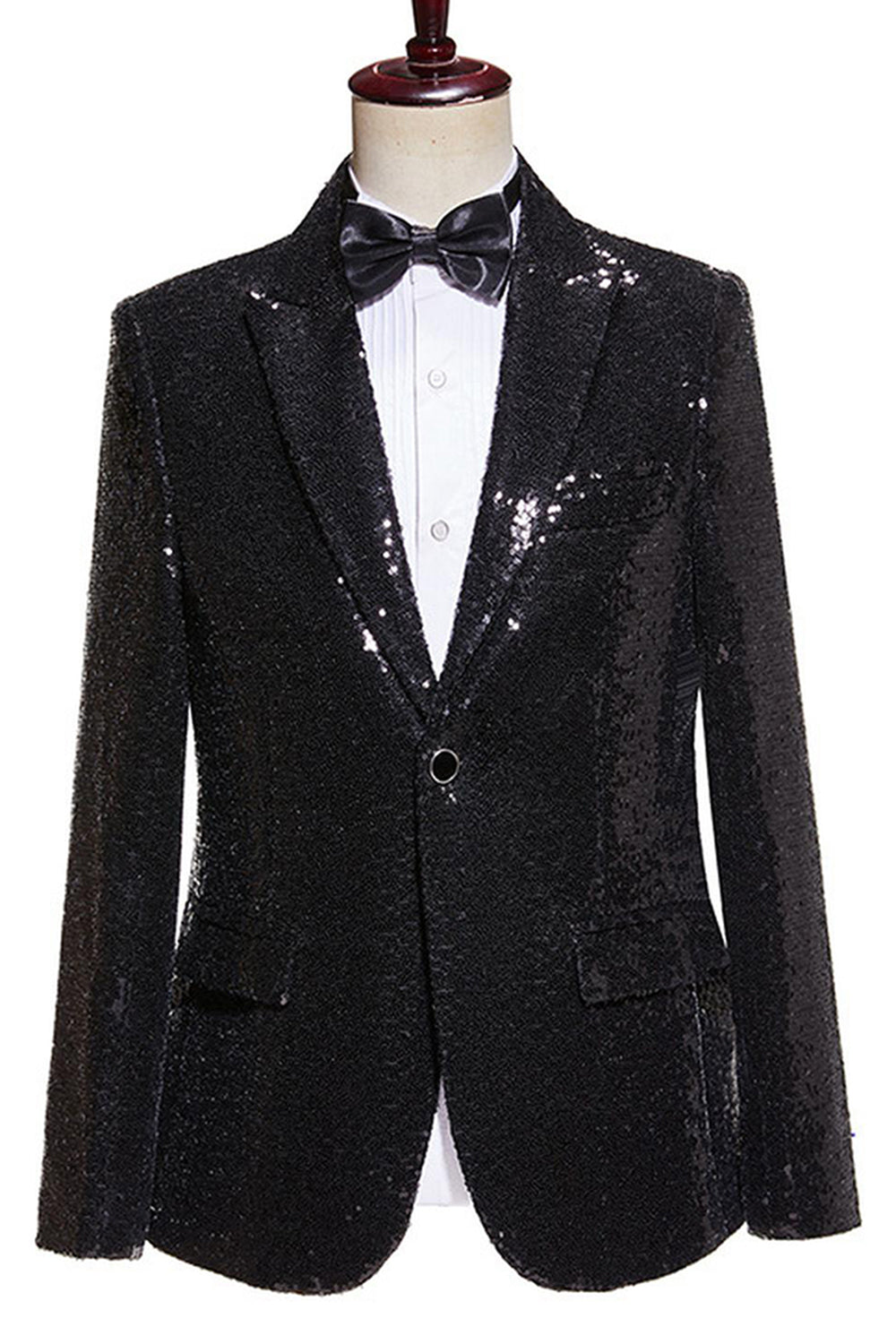 Black Sequins 2 Piece Peak Lapel Men's Prom Suits