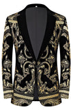 Men's Golden Jacquard 2 Piece Notched Lapel Prom Suits