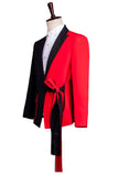 Black and Red 2 Piece Peak Lapel Men's Suit with Sash