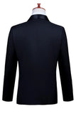 2 Piece Peak Lapel One Button Black Men's Suit with Beading