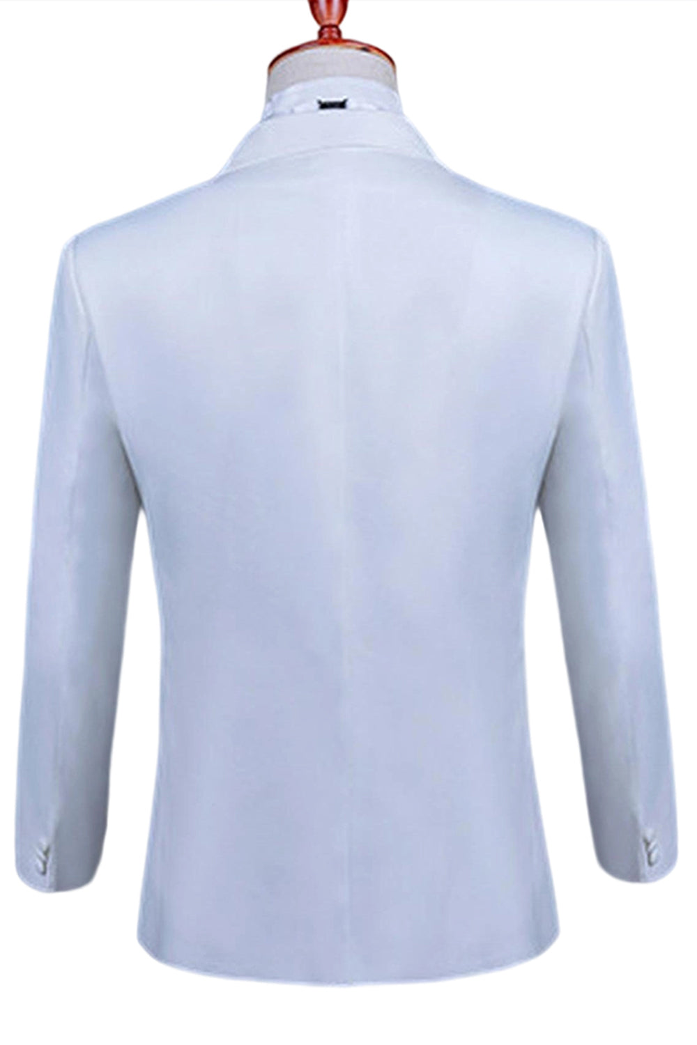 White Peak Lapel 2 Piece One Button Men's Prom Suit with Beading