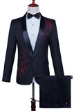 White Shawl Lapel Slim Fit 2 Piece Men's Prom Suit with Beading