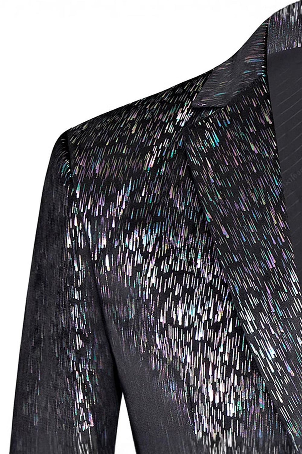 Sparkly Black Notched Lapel 2 Piece Men's Prom Suit with 3D Flower