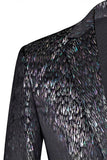 Sparkly Black Notched Lapel 2 Piece Men's Prom Suit with 3D Flower