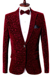 Red Notched Lapel Slim Fit One Button Men's Prom Blazer