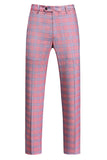 Pink Plaid Notched Lapel One Button 3 Piece Men's Suit