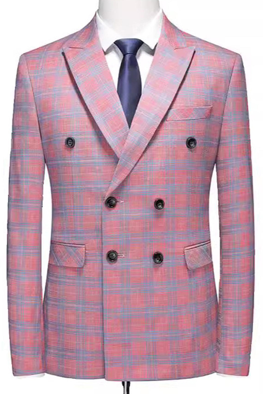 Pink Striped 2 Pieces Peaked lapel Men's Prom Suits
