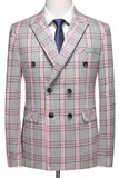 Pinkish Gray Striped 2 Pieces Peaked lapel Men's Prom Suits