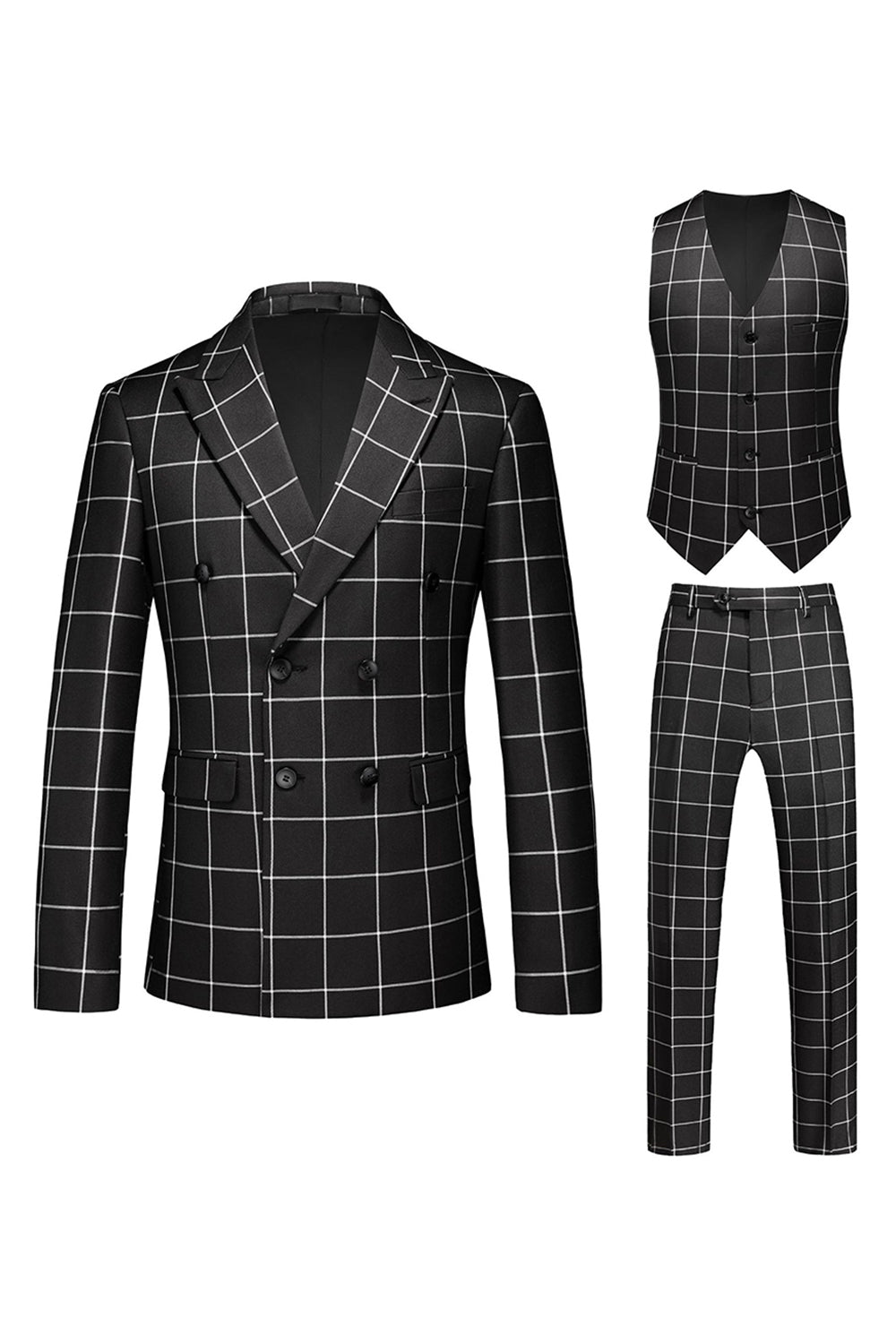 Black Striped 2 Pieces Peaked lapel Men's Prom Suits