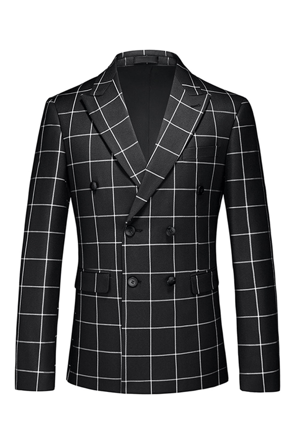 Black Striped 2 Pieces Peaked lapel Men's Prom Suits