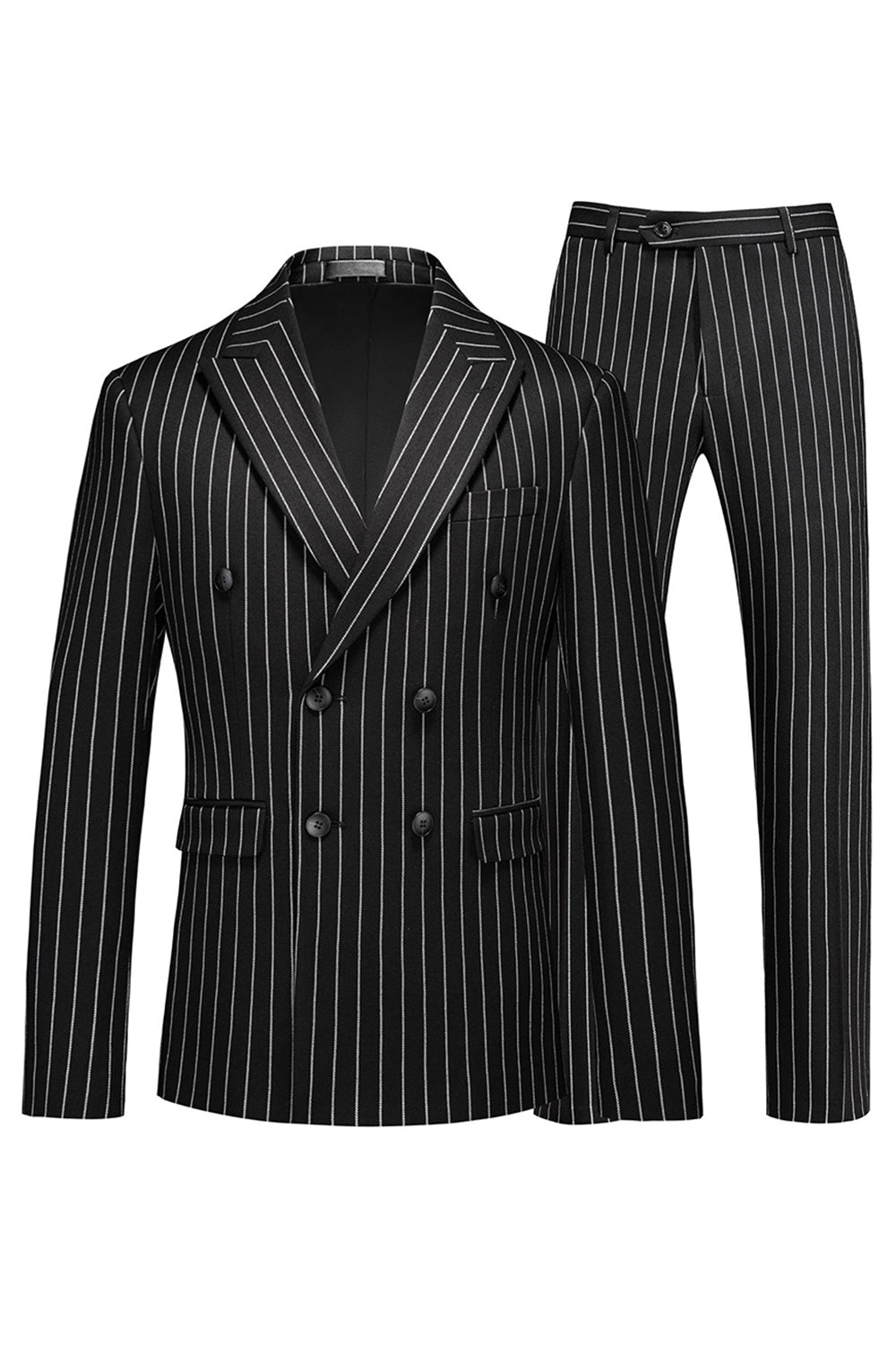 Blue Peak Lapel Striped 2-piece Men Suits
