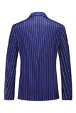 Blue Peak Lapel Striped 2-piece Men Suits