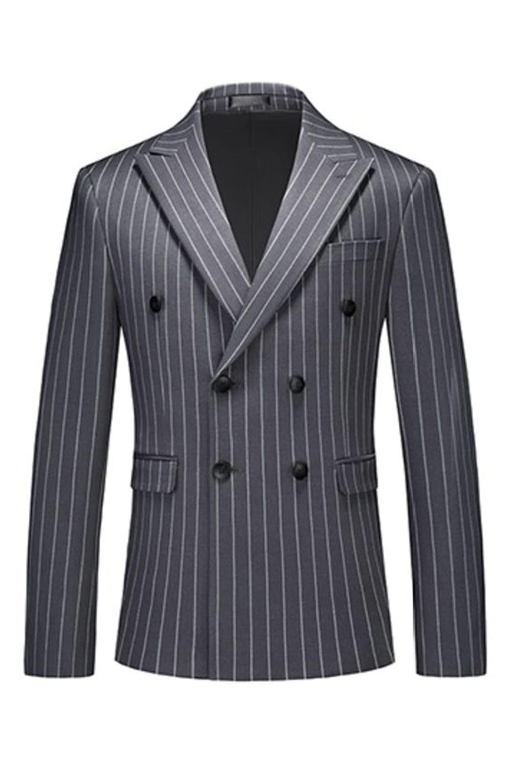 Blue Peak Lapel Striped 2-piece Men Suits