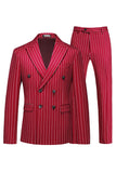 Blue Peak Lapel Striped 2-piece Men Suits