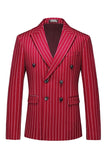 Red Striped Peak Lapel 3-Piece Men Suits
