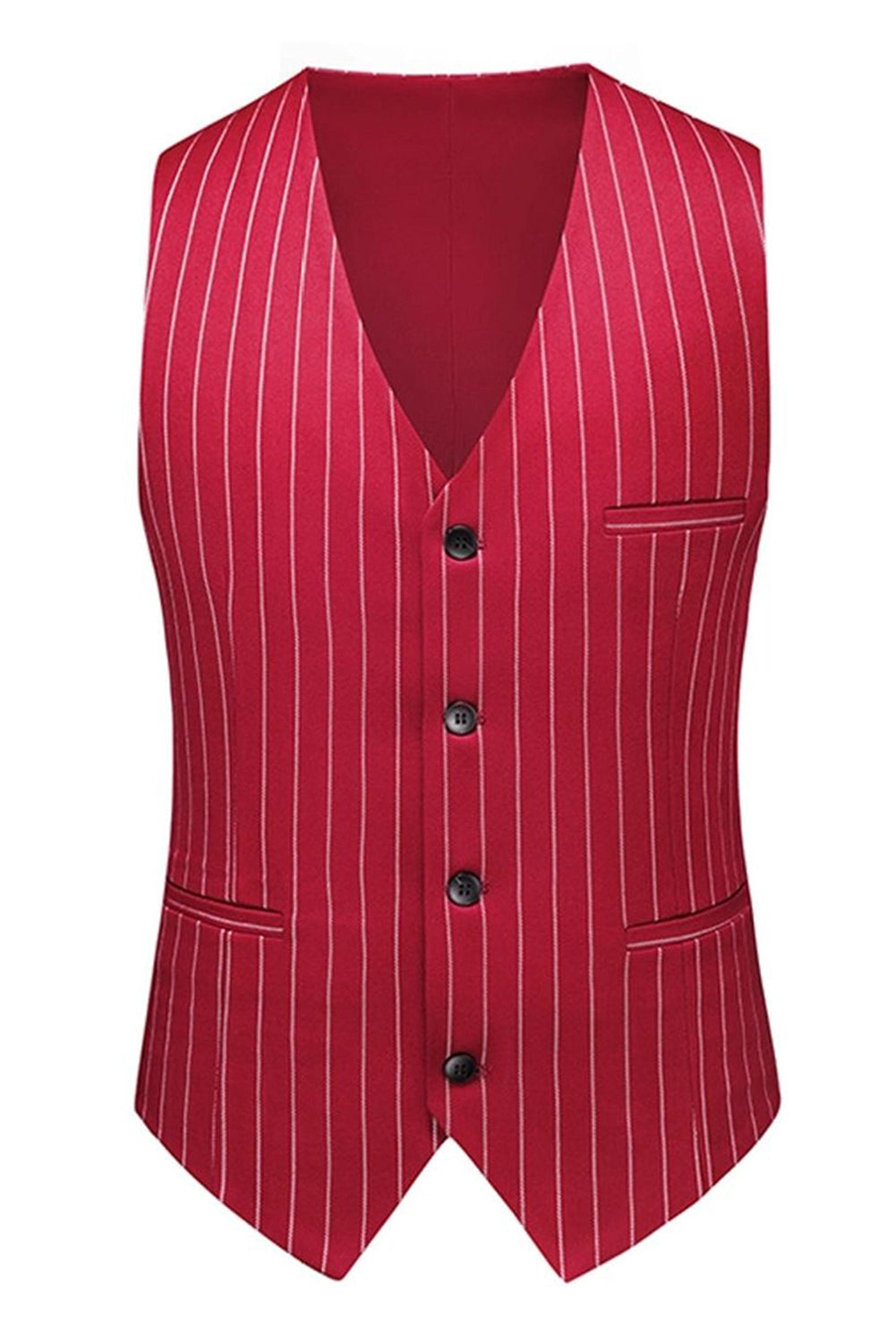 Red Striped Peak Lapel 3-Piece Men Suits