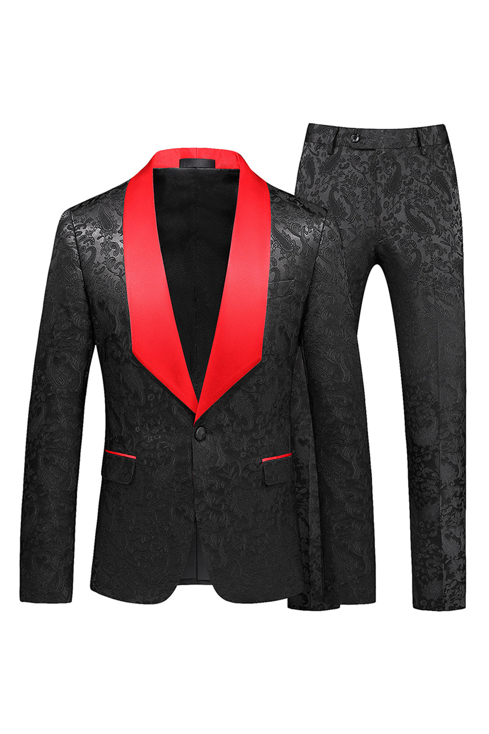 Black Shawl Lapel One Button 2-piece Men Prom Suits