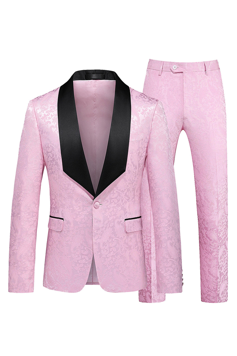 Black Shawl Lapel One Button 2-piece Men Prom Suits