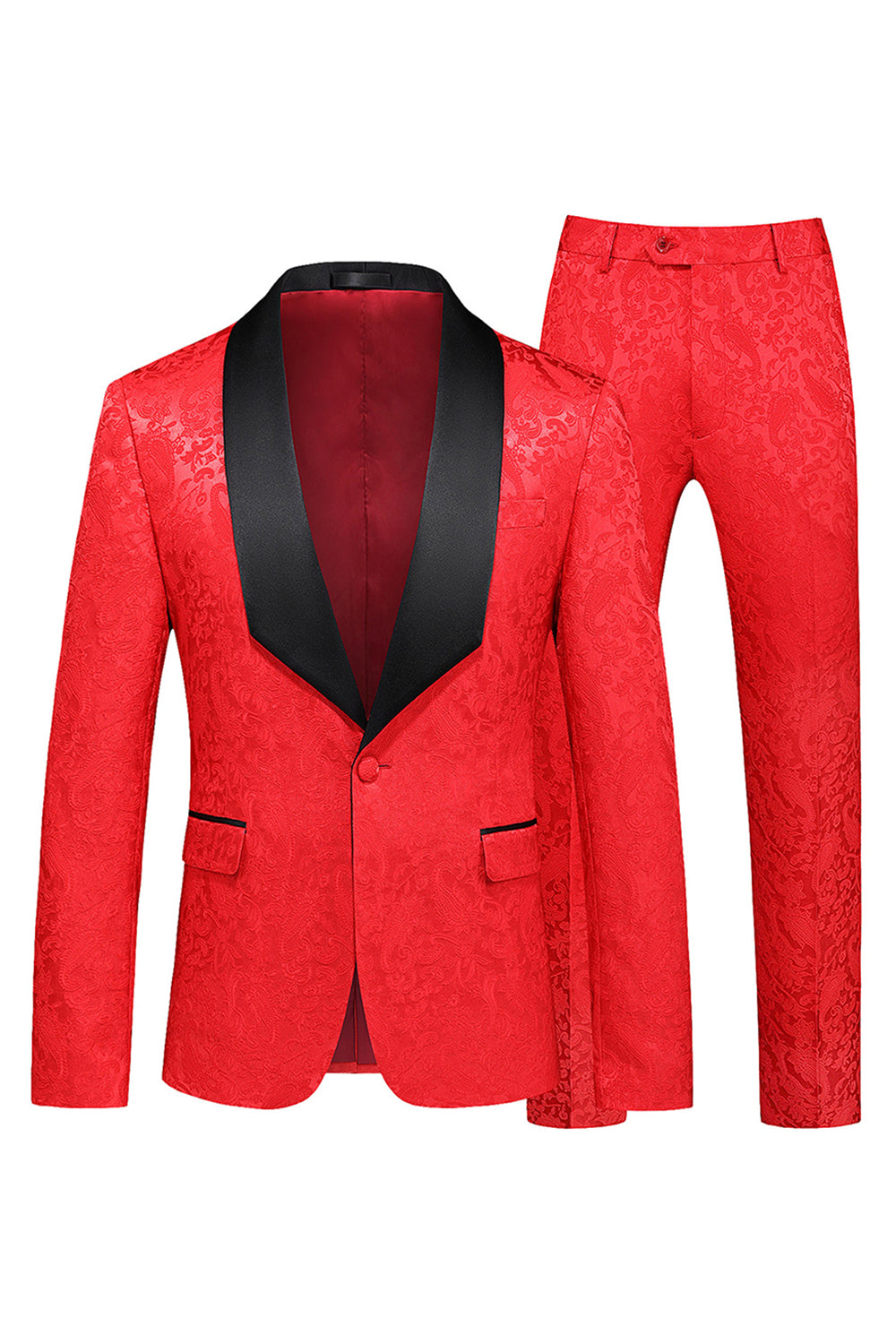 Black Shawl Lapel One Button 2-piece Men Prom Suits