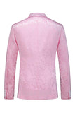 Pink Print Peak Lapel 3-Piece Men Prom Suits