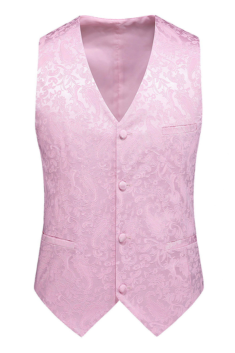 Pink Print Peak Lapel 3-Piece Men Prom Suits