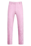 Pink Print Peak Lapel 3-Piece Men Prom Suits