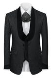 Black Shawl Lapel One Button 3-Piece Men Suits