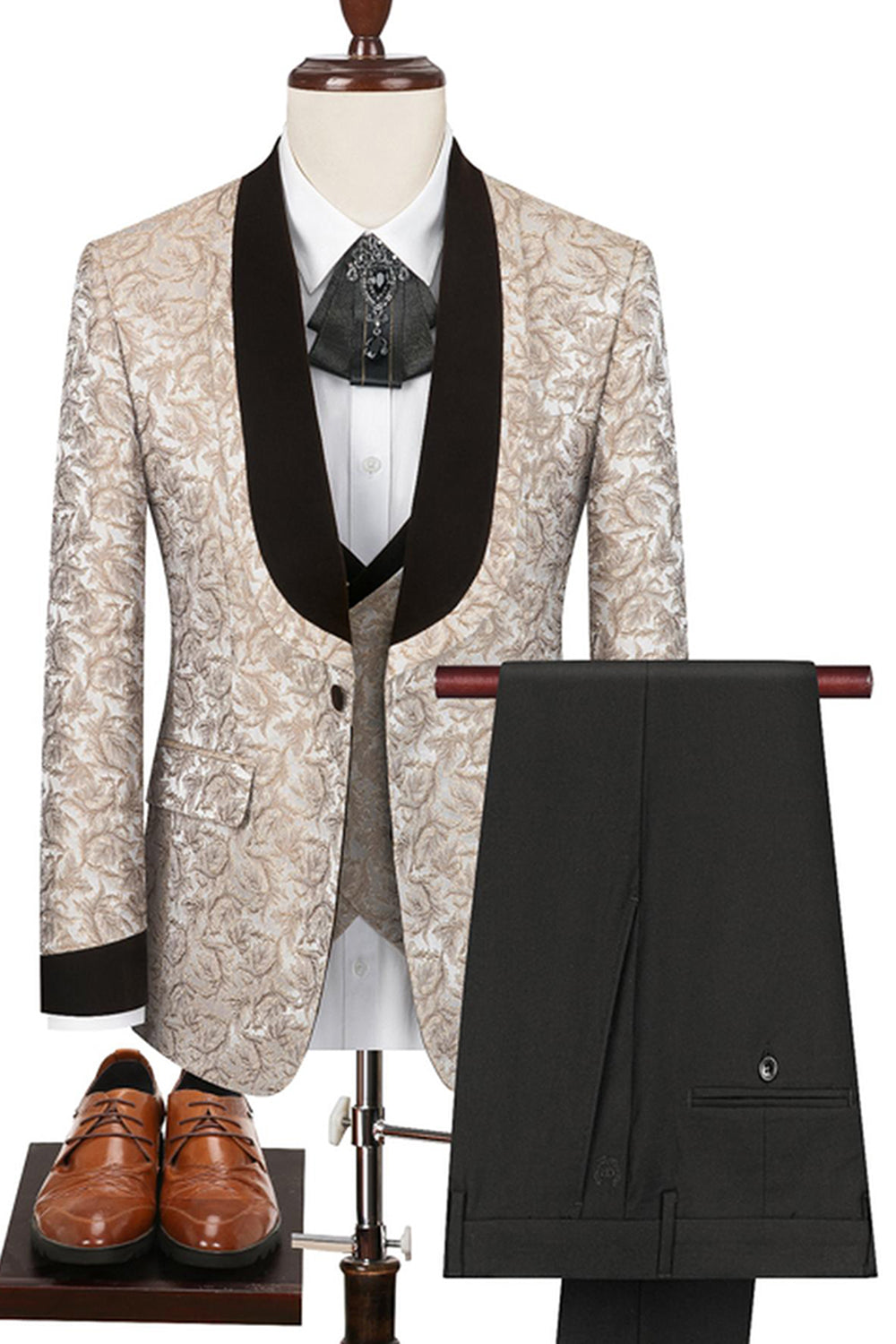 Black Shawl Lapel One Button 3-Piece Men Suits