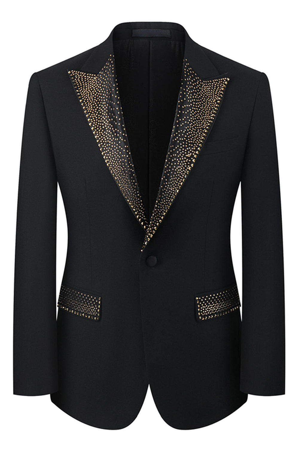 Black Peak Lapel Beaded 3-Piece Men Suits