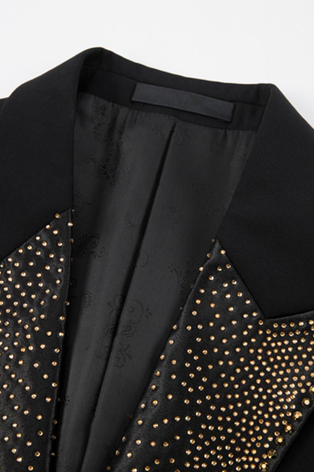 Black Peak Lapel Beaded 3-Piece Men Suits