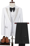 Black Peak Lapel Beaded 3-Piece Men Suits