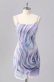 Sparkly Lilac Bodycon Beaded Homecoming Dress with Sequins