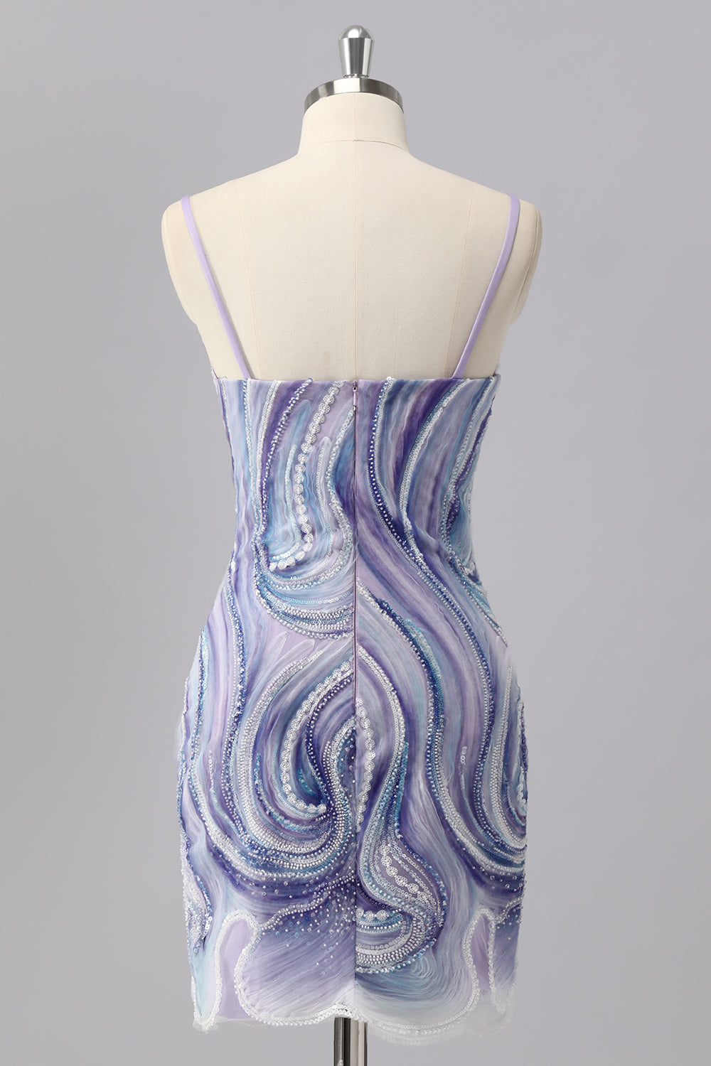 Sparkly Lilac Bodycon Beaded Homecoming Dress with Sequins