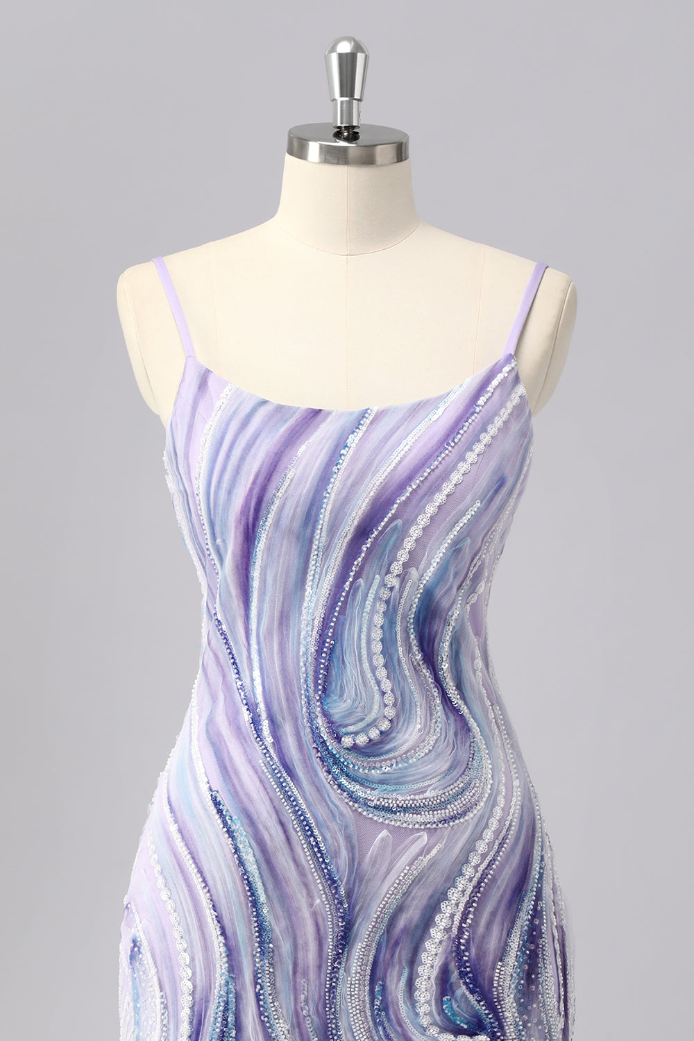 Sparkly Lilac Bodycon Beaded Homecoming Dress with Sequins