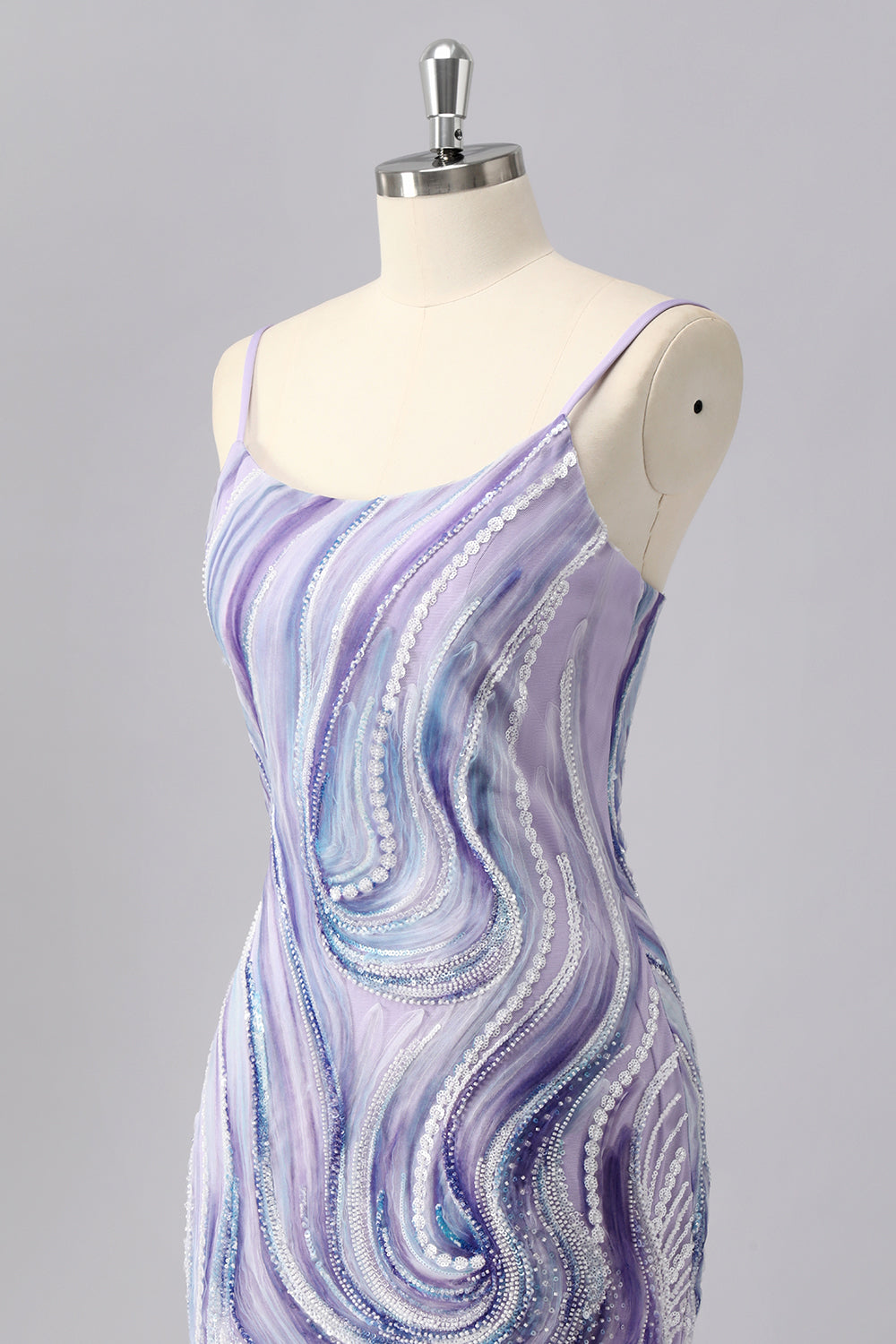 Sparkly Lilac Bodycon Beaded Homecoming Dress with Sequins