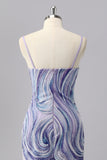 Sparkly Lilac Bodycon Beaded Homecoming Dress with Sequins