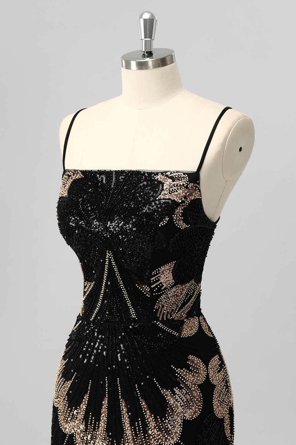 Black Bodycon Sequin Short Homecoming Dress with Lace Up Back