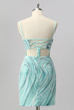 Green Bodycon Sequin Mini Homecoming Dress with Beading