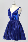 Golden Mirror Metallic A Line Short Homecoming Dress