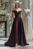 Cabernet A Line Off the Shoulder Long Satin Mother Of The Bride Dress