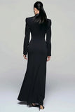 Black Peak Lapel Double Breasted Women's Blazer Dress with Slit